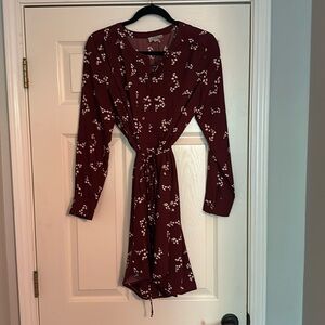 Loft Wine Floral Shirtdress